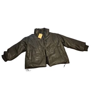 Vintage Havana Faux Leather Puffer Jacket